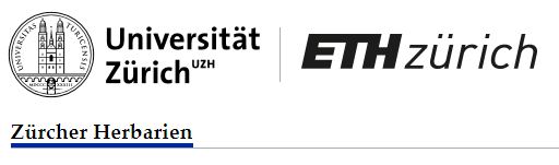 Vereinigte Herbarien der Universität und ETH Zürich Z+ZT